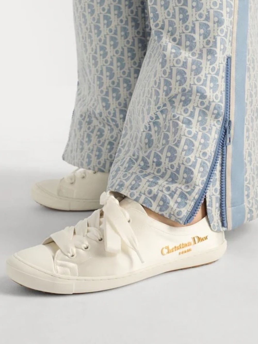 Dioriviera Lucky Sneaker in Ivory Satin